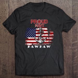 Proud navy pawpaw, logo navy, american flag black version shirt