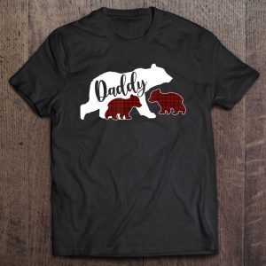 Daddy bear two cubs red plaid bear version shirt