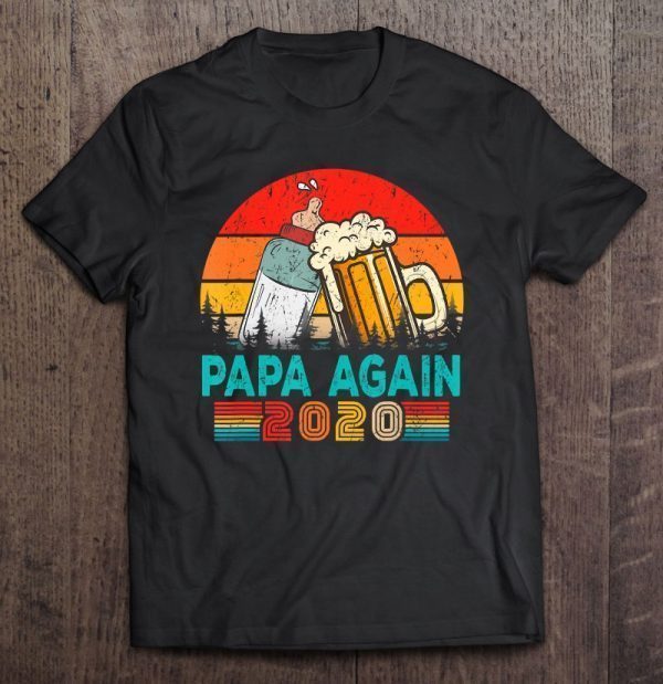 Mens vintage papa again est 2020 costume baby shower gift shirt