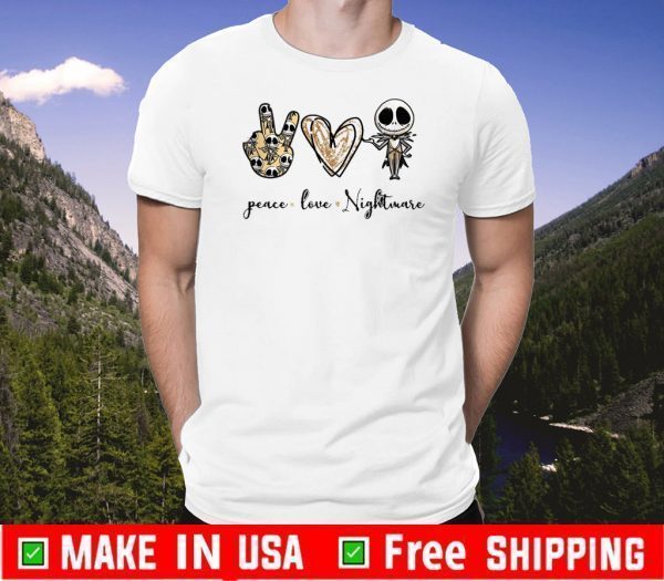 Jack Skellington Peace Love Nightmare Skull T-Shirt