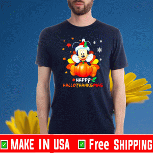 Mickey mouse happy Hallothanksmas pumpkin T-Shirt