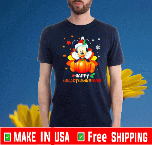 Mickey mouse happy Hallothanksmas pumpkin T-Shirt