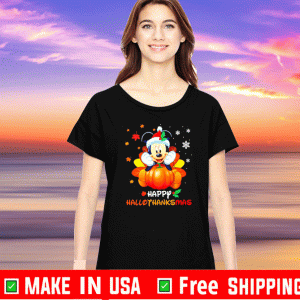 Mickey mouse happy Hallothanksmas pumpkin T-Shirt