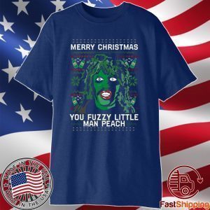 Merry Christmas You Fuzzy Little Man Peach Old Gregg Mighty Boosh Crimp Pie T-Shirt