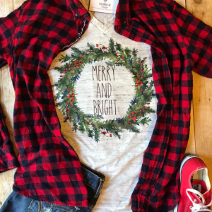 Christmas Shirt for Women Merry and Bright Shirt Christmas Shirts for Her Trendy Christmas Shirt Christmas Gift for Her Winter T shirt