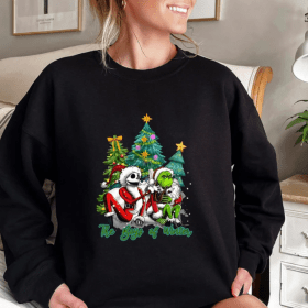 Disney Grinch Christmas Sweater, Grinch and Skellington Family Christmas Shirt, Halloween Christmas Shirt, Skeleton Grinch Christmas Sweater