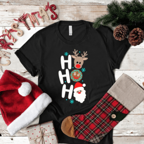 CHRISTMAS TEE SHIRTS - Funny Tee Shirts - Christmas Shirt Gift - Cute Motif Shirt - Friends T Shirt Gift - Ho Ho Shirt