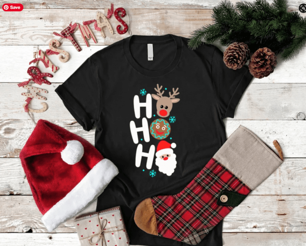 CHRISTMAS TEE SHIRTS - Funny Tee Shirts - Christmas Shirt Gift - Cute Motif Shirt - Friends T Shirt Gift - Ho Ho Shirt