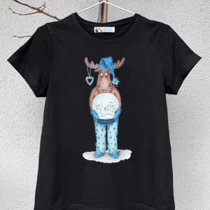 Men's T-shirt with christmas elk print, Men's clothes, Cotton 100%, Watercolor print T-shirt, T-shirt art, Gift for him