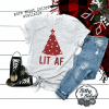 Funny Christmas Shirts, LIT AF Shirt, Christmas Drinking Shirts, Funny Christmas Tree Shirt, Holiday Graphic Tees, Red Christmas T-Shirts