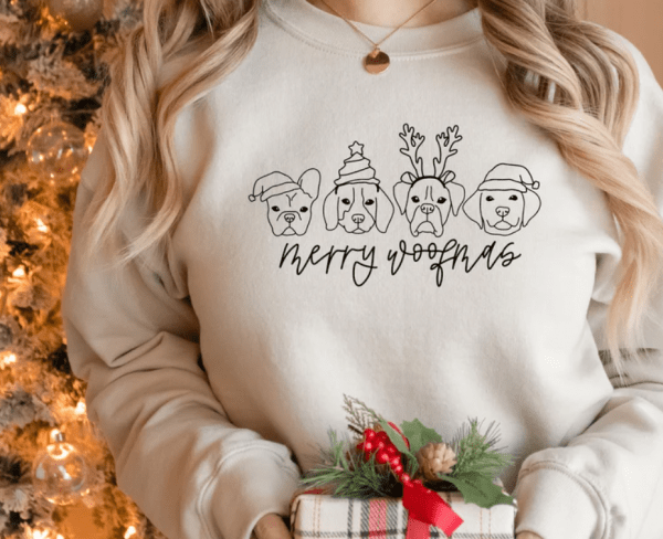 Merry Woofmas Sweatshirt,Christmas Sweater,Christmas Dog Sweatshirt,Christmas Gift,Christmas Shirt,Dog Lover Christmas,Christmas Crewneck