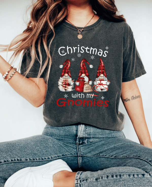 Christmas With My Gnomes Comfort Colors Shirt, Christmas Shirt, Christmas With My Gnomes Unisex T-Shirt