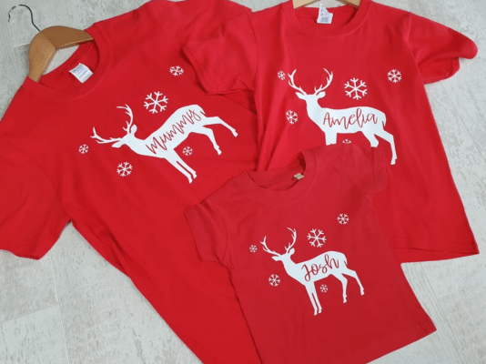 Family Christmas shirts, matching T-shirts, matching stag tops, Christmas tops