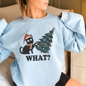 Merry Catmas Sweatshirt, Christmas Sweatshirt, Funny Christmas Long-sleeve, Christmas Sweatshirt, Meowy Christmas Sweaters, Cat Sweatshirt