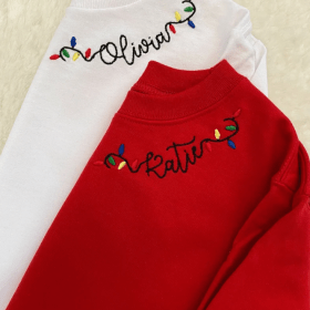 Kids Embroidered Christmas Sweatshirt / Monogram Christmas Shirt / Christmas Lights Shirt / Kids Christmas Shirt / Custom Christmas Shirt