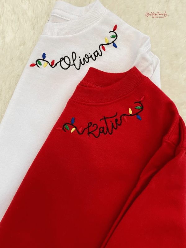 Kids Embroidered Christmas Sweatshirt / Monogram Christmas Shirt / Christmas Lights Shirt / Kids Christmas Shirt / Custom Christmas Shirt