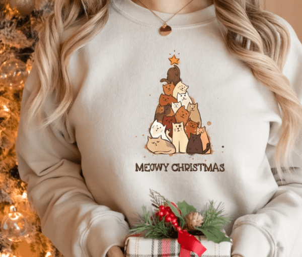 Christmas Sweatshirt,Christmas Sweater,Meowy Christmas Sweatshirt,Christmas Cat Sweatshirt,Retro Christmas Shirt,2022 Very Merry Christmas