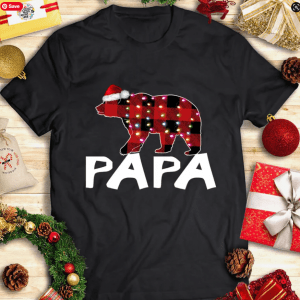 Red Plaid Papa Bear Matching Buffalo Pajama T-shirt