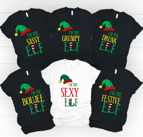 Elf Matching Family T-shirt, Funny Matching Family Christmas Shirt, I'm The Cheerful, I'm The Sassy, I'm The Festive, I'm The Grumpy Drunk