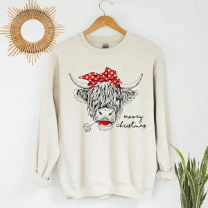 Mooey Christmas Sweatshirt, Funny Christmas, Holiday Crewneck, Christmas Cow Sweater, Highland Cow Christmas Shirt