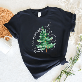 Christmas Shirts, Merry and Bright Shirt, Christmas Tree, Christmas Tshirt, Holiday Shirt, Christmas Shirt, Merry and Bright, Christmas Tee