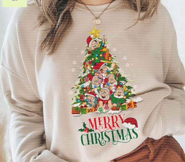 Seven Dwarfs Merry Christmas shirt, Disney Christmas shirt, Christmas gifts, 7 Dwarfs Christmas crew shirt, Disney Christmas tree sweatshirt