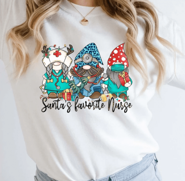Santa's favorite nurse sweatshirt, Nurse Sweatshirt, Nurse Shirt, New Nurse, Nurse Gift, Nurse Graduate Gift, Nurse Appreciation Christmas