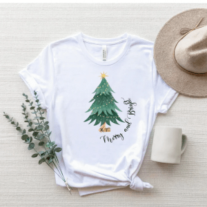 Merry And Bright Shirt, Merry And Bright Christmas T-Shirt, Christmas Tree Shirt, Cute Christmas Shirt, Holiday Shirt, Christmas Gifts Tee