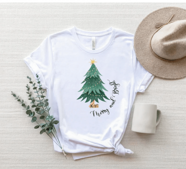 Merry And Bright Shirt, Merry And Bright Christmas T-Shirt, Christmas Tree Shirt, Cute Christmas Shirt, Holiday Shirt, Christmas Gifts Tee