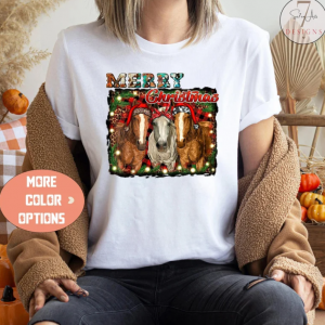 Western Country Rodeo Merry Christmas Cowgirl Horse Girl T-shirt, Farm Xmas Shirt, Funny Xmas Holiday Shirt, Sweatshirt, Hoodie