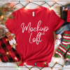 Bella Canvas 3001 Mockup Red | Christmas T Shirt Mockup | Winter T Shirt Mockup | Red T Shirt Mockup | SKU T0358