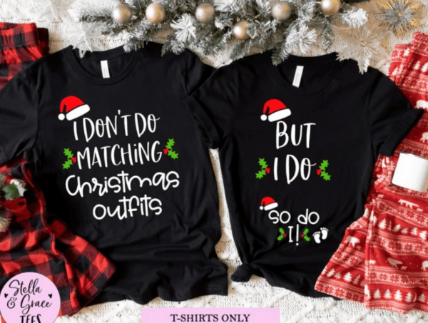 Couples Christmas Pregnancy Announcement Shirts Funny Don't Do Matching Christmas Outfits Couples Christmas Reveal Xmas Pajamas Mom Dad Pjs