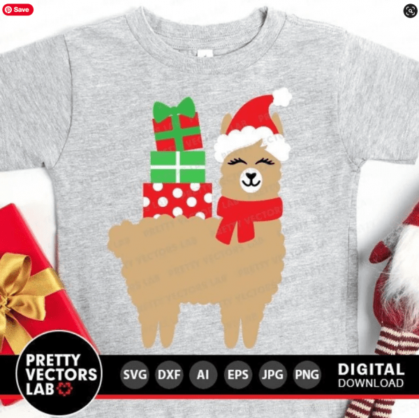 Christmas Svg, Llama Svg, Llama with Gifts Svg, Dxf, Eps, Png, Kids Holiday Cut Files, Funny Alpaca Svg, Winter Clipart, Silhouette, Cricut