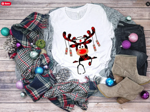 Nurse Christmas Shirt , Buffalo Plaid Reindeer , Christmas lights band aid nurse crew Shirt, Merry Christmas Shirt, Christmas Family Xmas