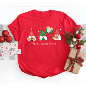 Cute Christmas Gnomes Balloons Graphic Tees for Kids, Bulk Christmas Gifts, Christmas Gnomes Gifts for Kids, Matching Family Shirts