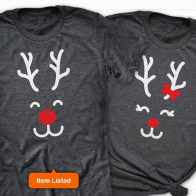 Matching Christmas Couple Shirt, Reindeer Shirt, Adult Christmas Shirt, His and Hers Christmas Shirt, Rudolph Shirt, Christmas Deer Shirt