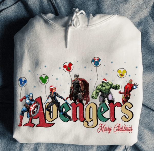 Avengers Merry Christmas Hoodie, Marvel Christmas Shirt, Avengers Superhero Xmas, Avengers Team Christmas Party Sweatshirt