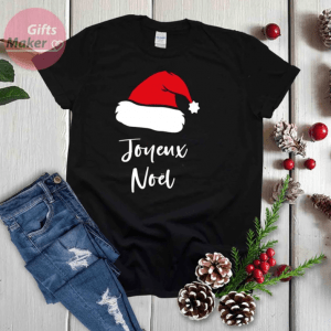 Santa Hat tshirt, Joyeux Noel shirt, Holiday Xmas tshirt, Christmas shirt for family, matching tees,family gift,kids tshirt,gift from france