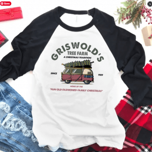 Griswold's Tree Farm Top Unisex Raglan Shirt , Christmas Gift, Griswold Christmas Shirt, Christmas Party, Christmas Tree