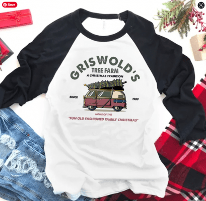 Griswold's Tree Farm Top Unisex Raglan Shirt , Christmas Gift, Griswold Christmas Shirt, Christmas Party, Christmas Tree