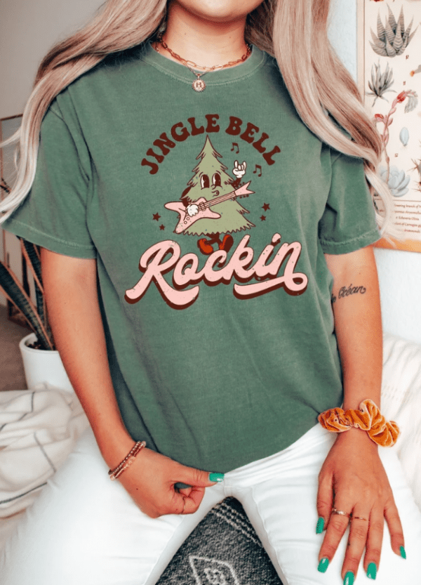 Retro Christmas Comfort Colors Shirt, Jingle Bell Rockin' Tree Shirt, Vintage Santa Christmas Shirt, Retro Holiday Shirt, Ugly Sweater Shirt