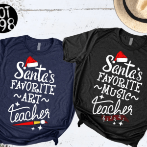 Teacher Christmas Shirt/ Santa's Favorite Art Teacher T-Shirt/ Santa's Favorite Music Teacher Tee/ Music & Art School Teachers Artists Gift