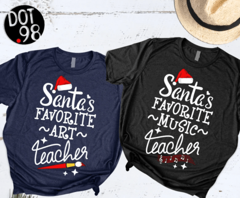 Teacher Christmas Shirt/ Santa's Favorite Art Teacher T-Shirt/ Santa's Favorite Music Teacher Tee/ Music & Art School Teachers Artists Gift