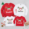 Personalized Santa Deer Matching Family Long Sleeve, Christmas Family Shirt, Funny Deer Christmas Shirt, Custom Merry Christmas Shirt