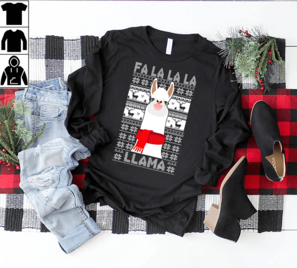 Pajamas Xmas Shirt, Fa La La Llama Shirt, Kids Women Gift, Christmas Shirt