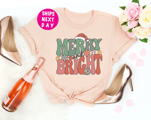 Merry And Bright Shirt, Christmas Shirt, Women's Christmas Sweatshirt, Merry Christmas, Christmas Party Tee, Christmas Gift, Christmas Tee