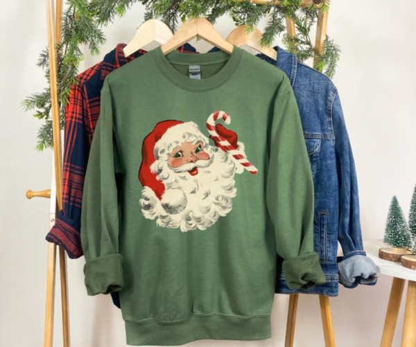 Retro Santa Shirt, Christmas Sweatshirt, Women Christmas Santa Shirts, Cute Vintage Santa Shirt, Classic Christmas Shirt, Christmas Pullover