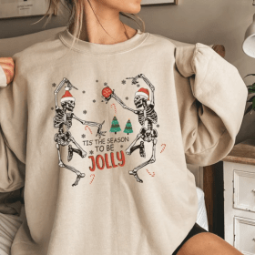 Retro Christmas Comfort Colors Shirt,Skeleton Christmas Sweatshirt,Tis The Season To Be Jolly,Vintage Santa Christmas Shirt,Retro Holiday