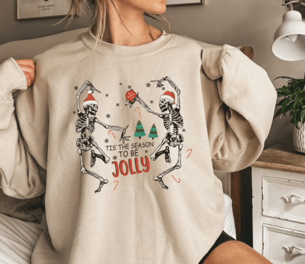 Retro Christmas Comfort Colors Shirt,Skeleton Christmas Sweatshirt,Tis The Season To Be Jolly,Vintage Santa Christmas Shirt,Retro Holiday