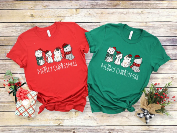 Christmas Cat Shirt, Meowy Christmas Shirt, Merry Christmas, Cat Lover Shirt, Cat lady gift , Christmas Gift For Cat Mom Gifts For Cat Lover